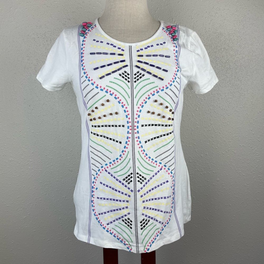 NWT RQT Beaded Short Sleeve T-Shirt Size S